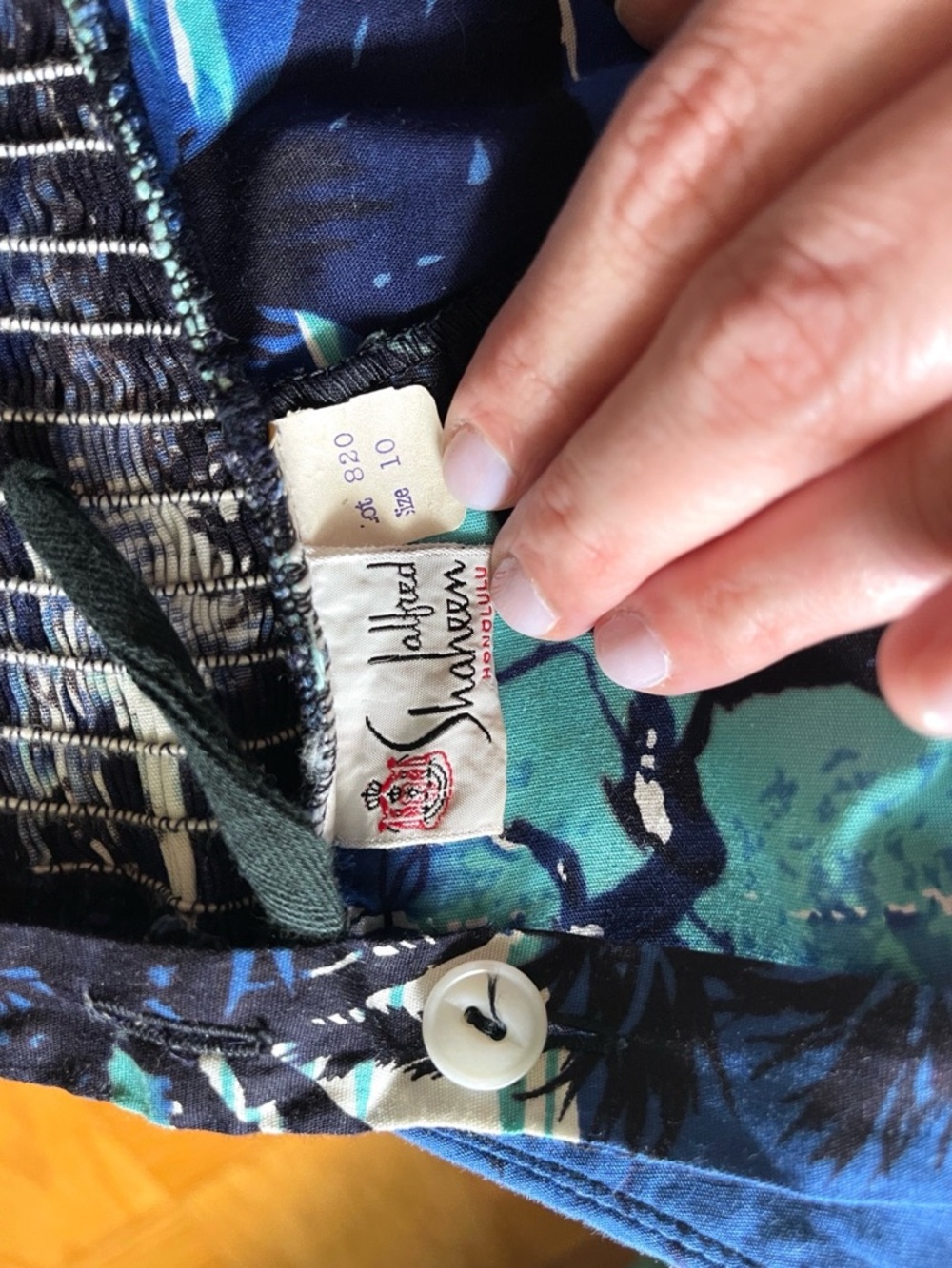Rare Vtg 1950s Alfred Shaheen blue Hawaii island scene sweetheart wrap dress XS - Picture 9 of 16